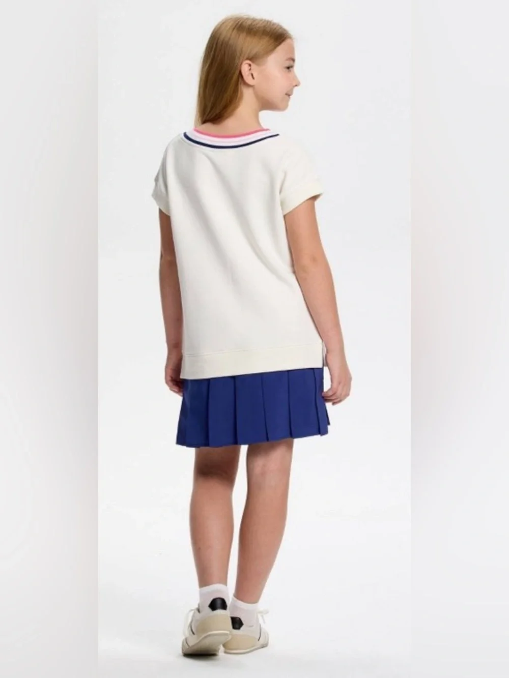 NWT-Girls XL  french-terry-tennis-dress-cream- white